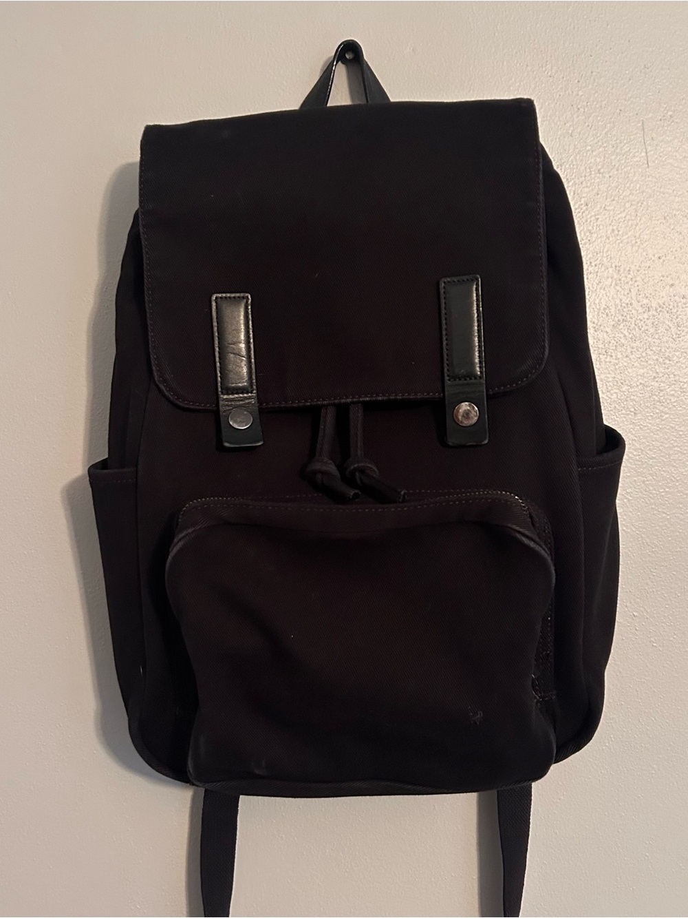 Everlane Black Canvas Backpack with Front Pocket